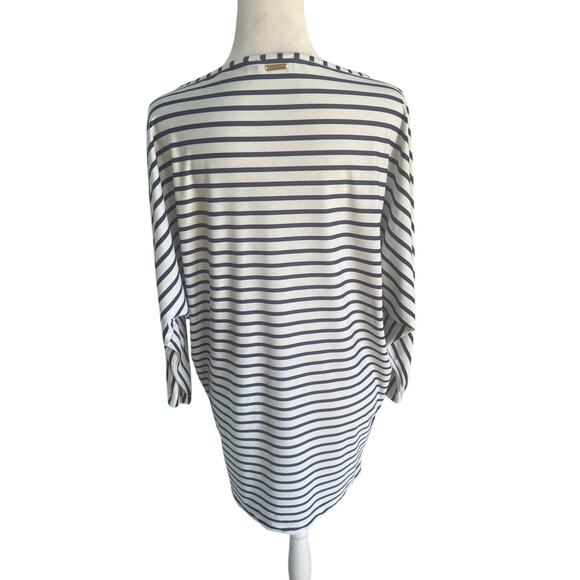 Cabana Life Navy White Stripe Dolman Sleeve Mini Dress Beach Cover up Medium M - Picture 5 of 9